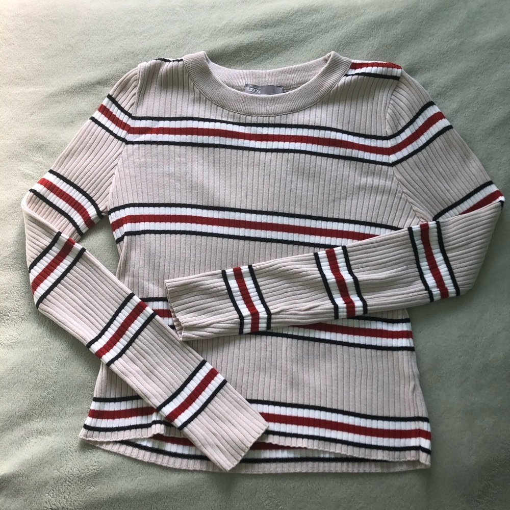 ASOS Cropped Sweater in neutral stripe - Picture 6 of 10